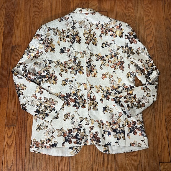 Suslo Couture Single Button Textured Floral Blazer Jacket White Men’s size 48 - Picture 2 of 11